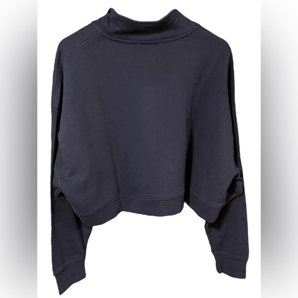 NWT WEWOREWHAT cropped Knit half zip Sweatshirt in Midnight Blue Size XL Womens - Picture 5 of 16